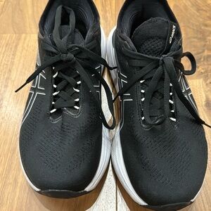 Asics Gel-Nimbus 25 Womens 7.5 Wide Shoes Black White Running Sneaker.